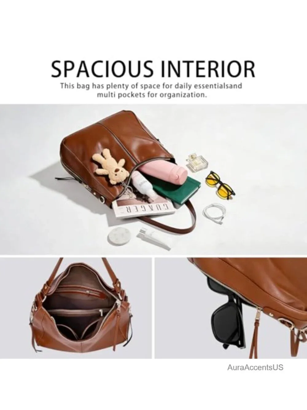 3-in-1 Hobo Bag Crossbody Shoulder PU Leather Purse Set with Wallet